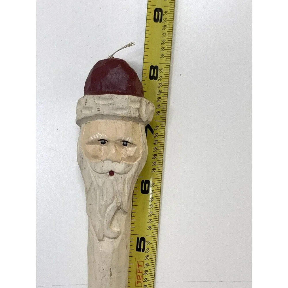Vtg Skinny Santa Claus Christmas‎ Figurine Wood Holiday Ornaments/Decor Lot Of 3